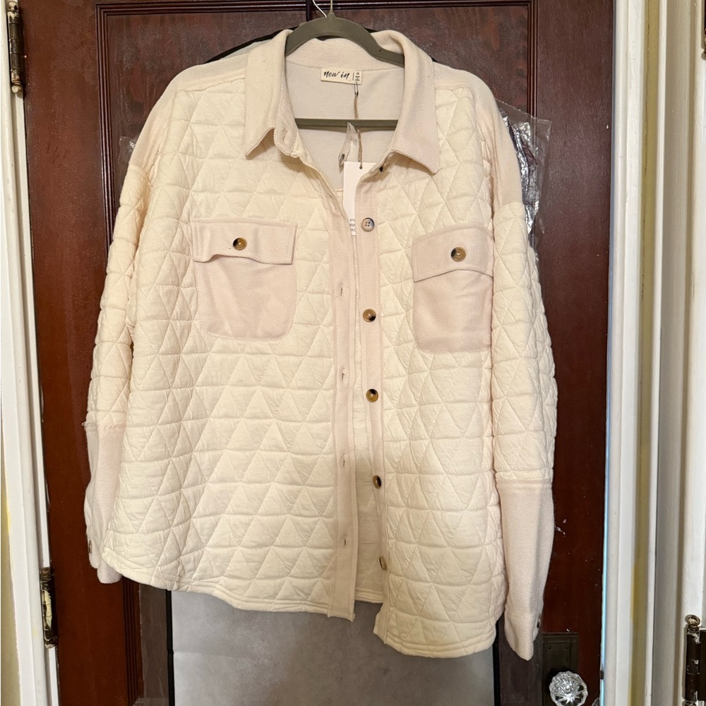 Women's Cream Quilted Utility Jacket